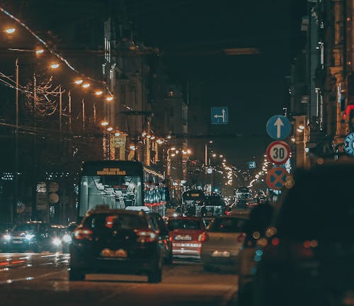 Free Cars on Road During Night Time Stock Photo