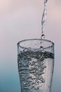 Spring pure water in transparent glass