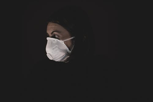 Woman in White Face Mask