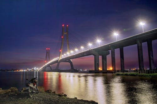  View Of A Bridge During Night Time