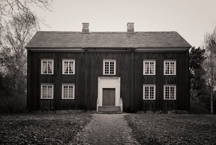 Black And White Photo Of A House