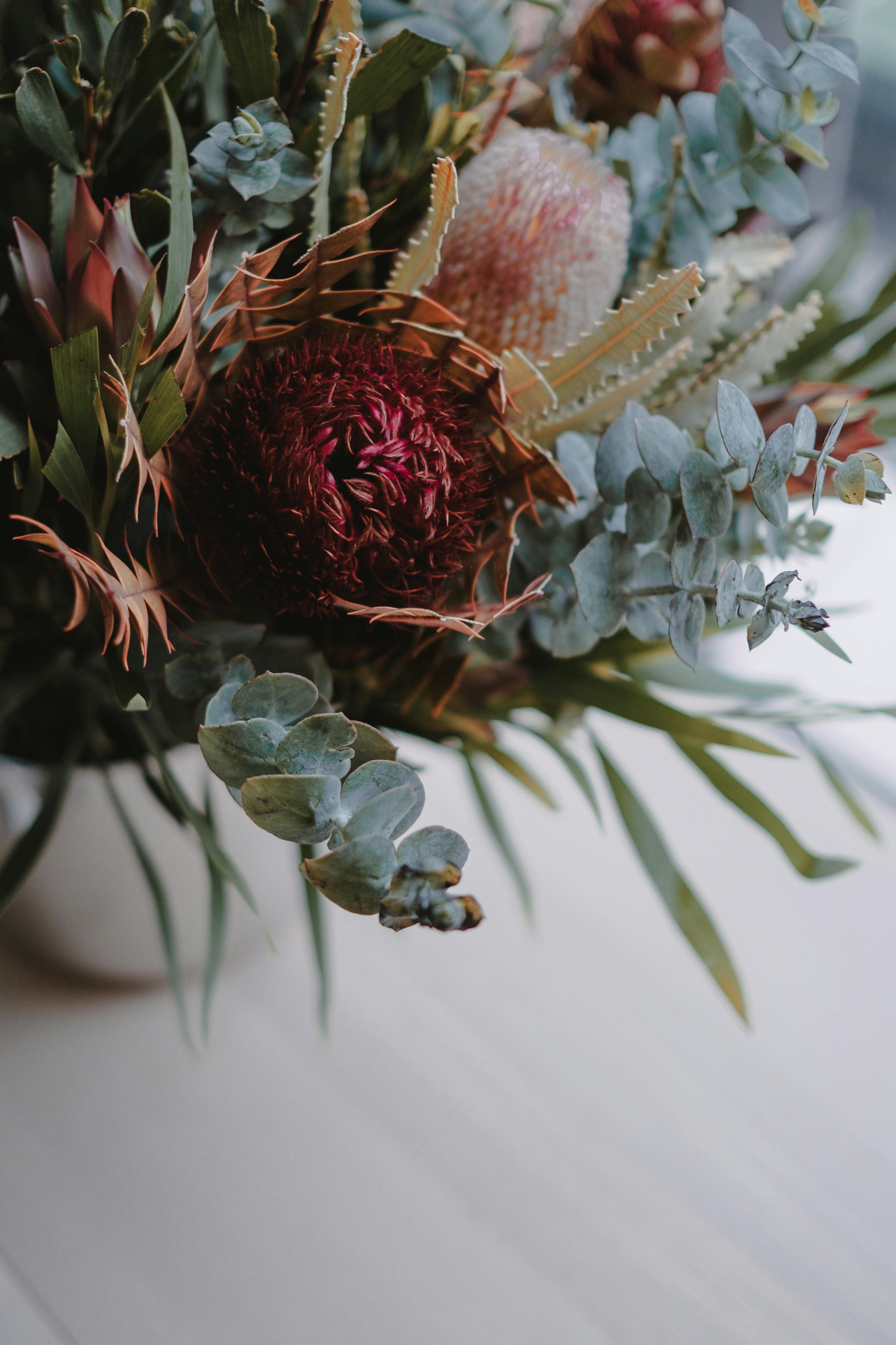 A beautiful mix of native Australian flowers in a stylish arrangement, perfect for decor.