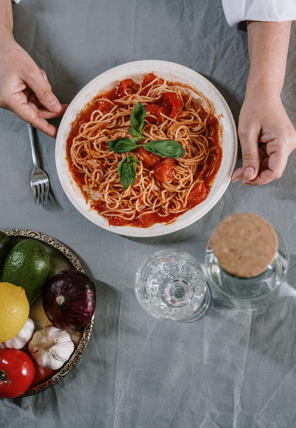 Edamame Spaghetti with Lemon Garlic Sauce