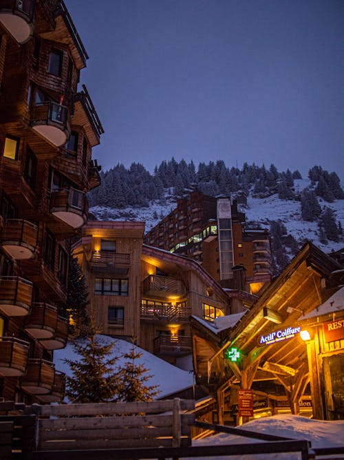 Free Mountain Town in Winter Stock Photo
