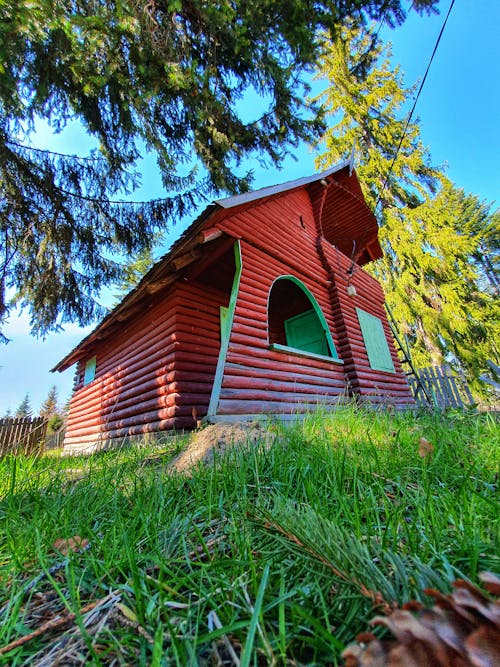 Free Brown Wooden House Near Green Trees Stock Photo