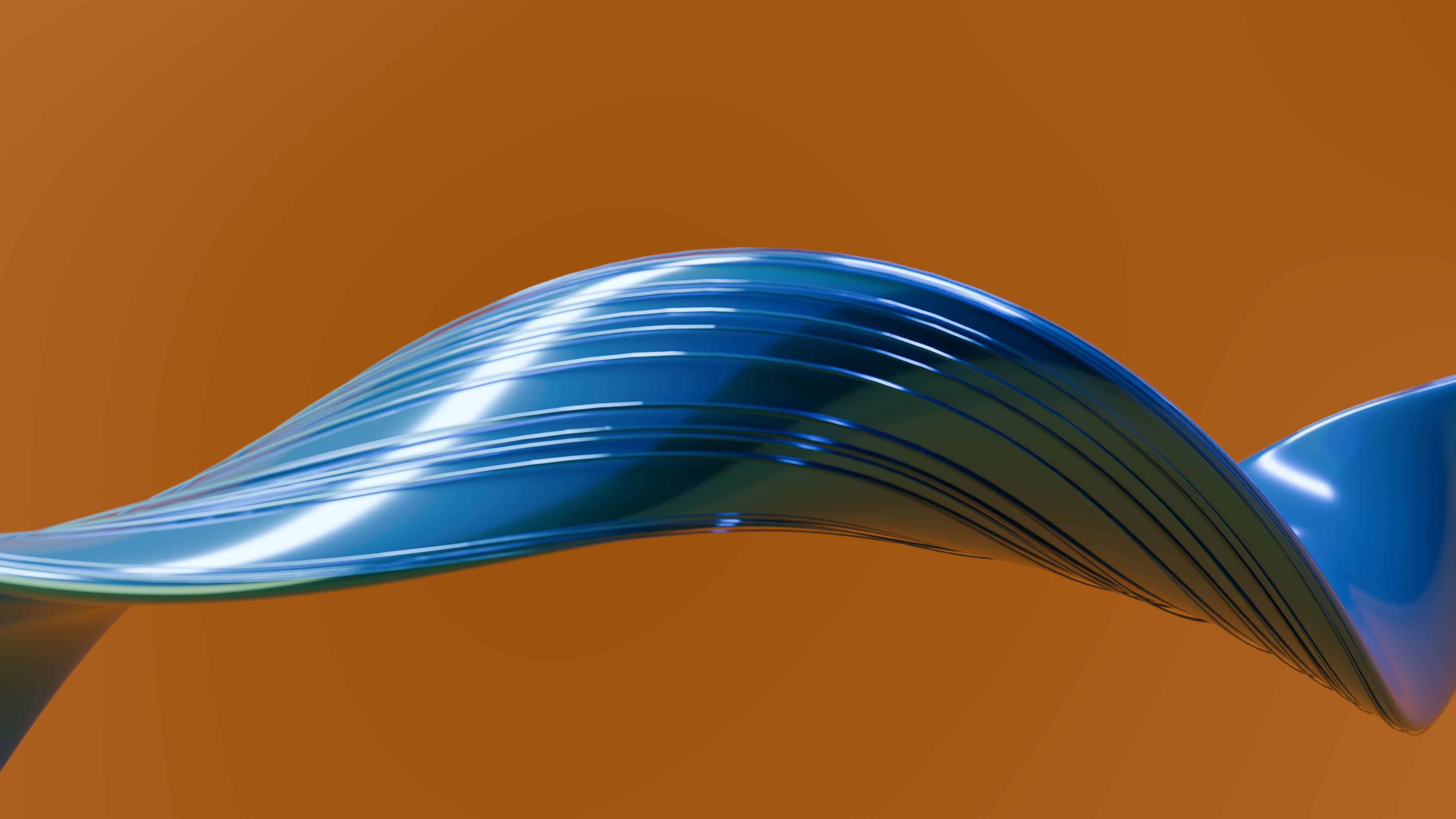 Dynamic Abstract Blue Wave on Orange Background · Free Stock Photo