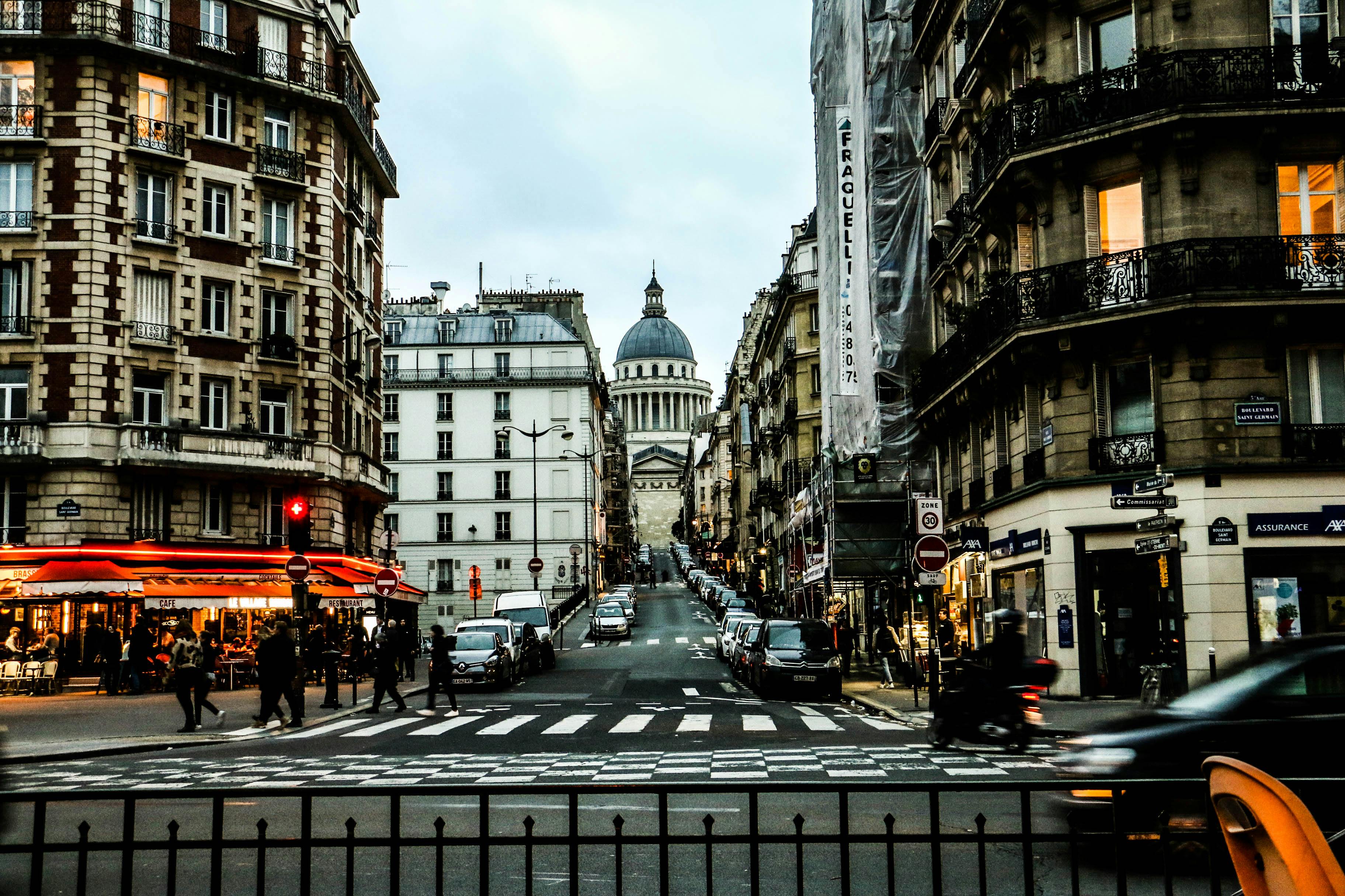 busy street of historic city