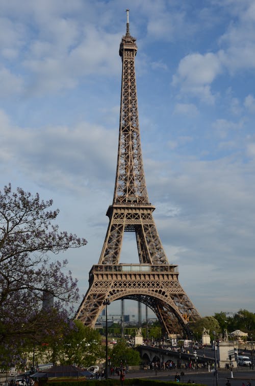 Eiffel Tower Under a Cloudy Sky