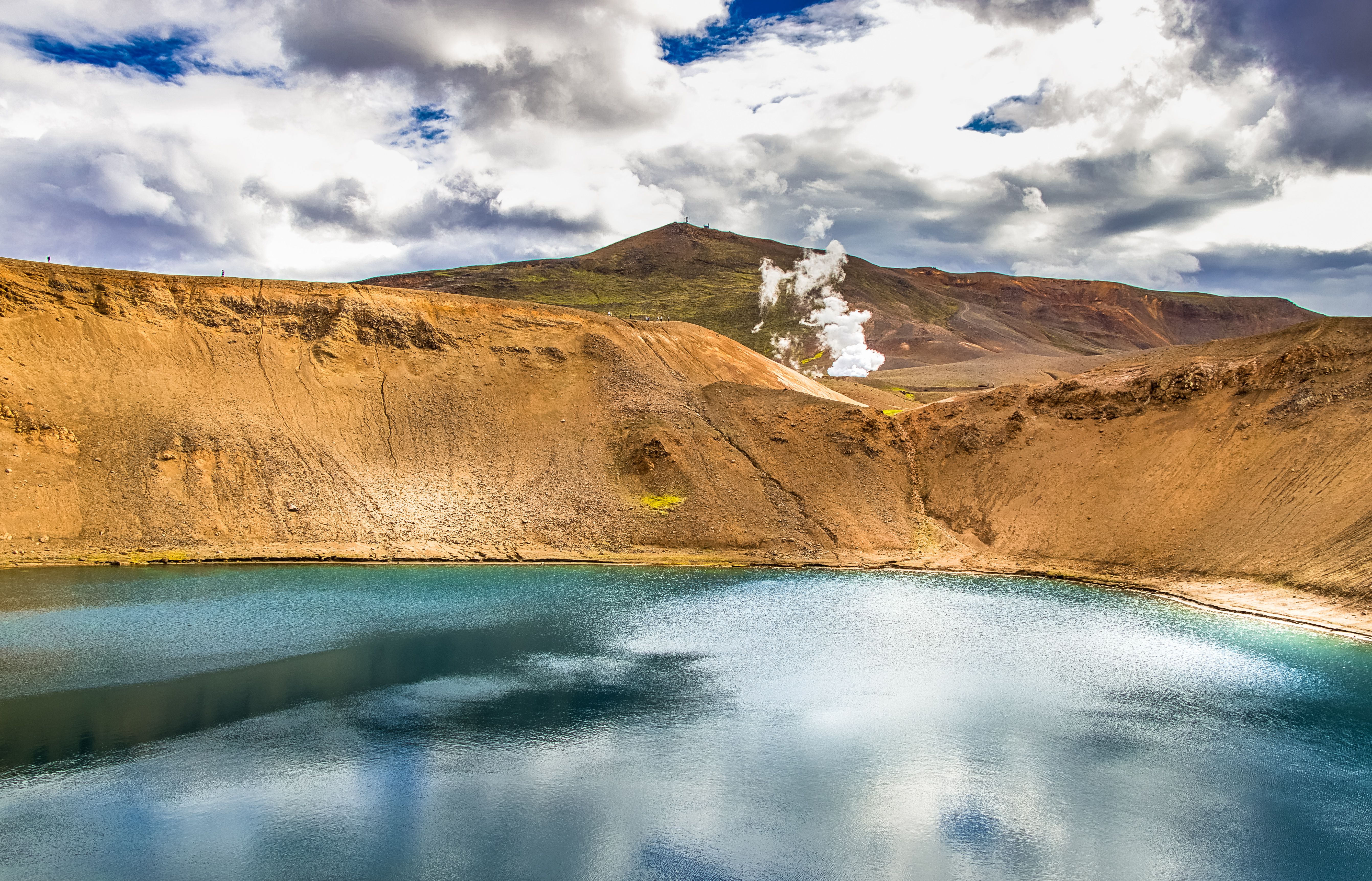 Milky blue Viti crater lake inside Askja caldera