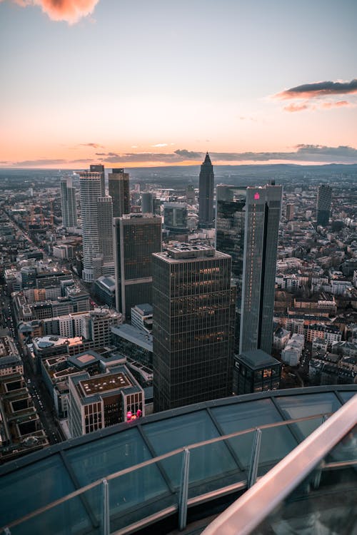 Free Aerial View of City Buildings during Sunset Stock Photo
