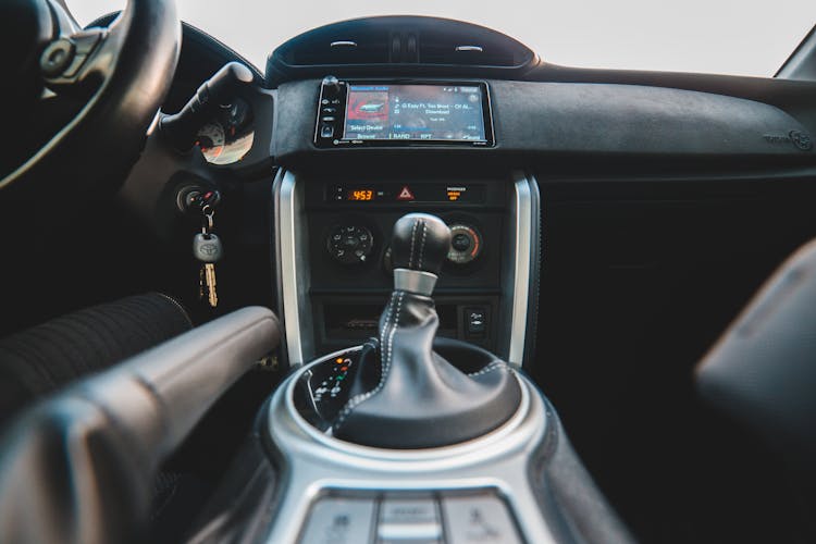 Gear Stick Inside Modern Vehicle