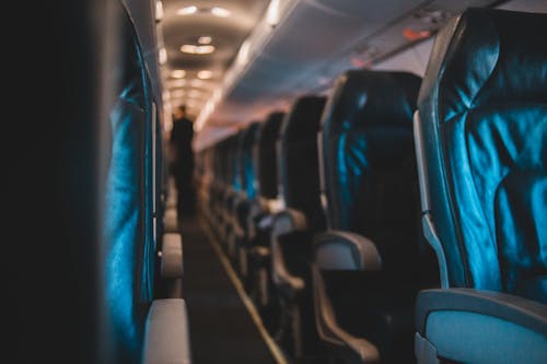 Free Black Seats in Airplane Stock Photo