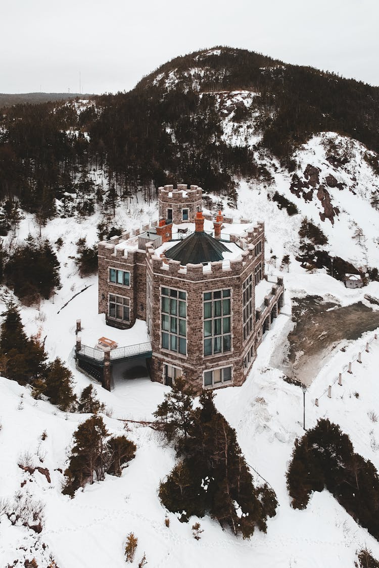 Remote Residential Castle On Snowy Slope