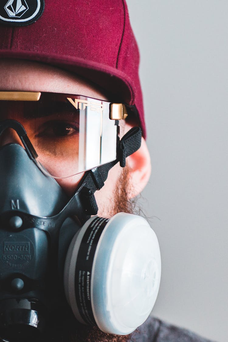 Hipster Guy In Protective Respiratory Mask