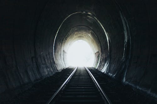 Tunnel With Black Railway