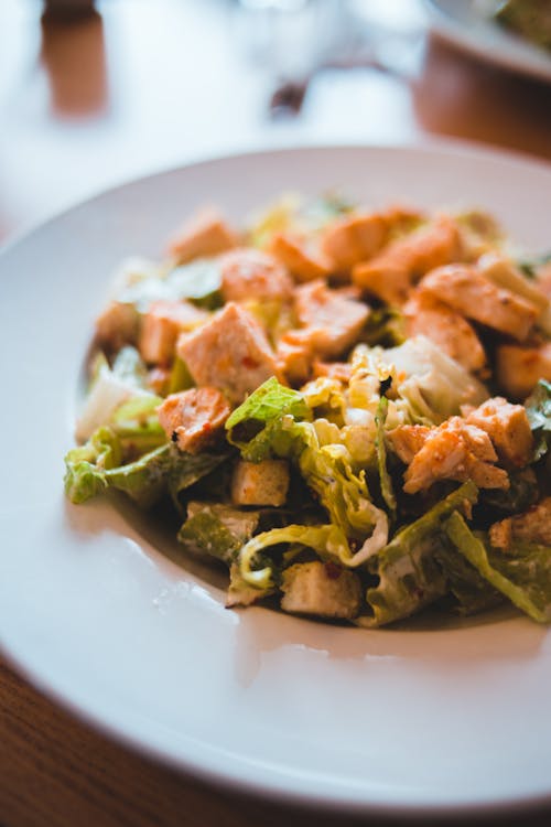 Salad on White Ceramic Plate