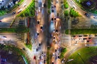 High Angle Shot of Cars on Road