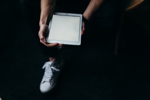 Free Person Holding White Tablet Computer Stock Photo