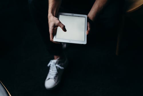 Free Person Holding White Tablet Computer Stock Photo