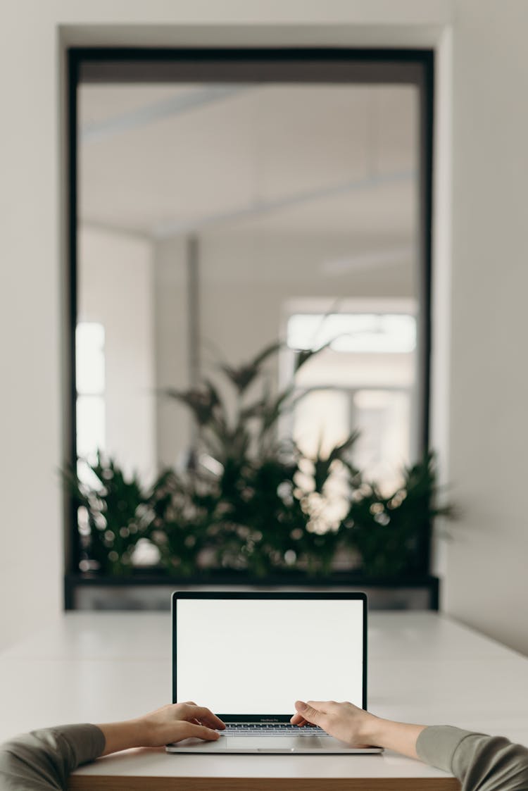 Photo Of Person's Hands Using Laptop