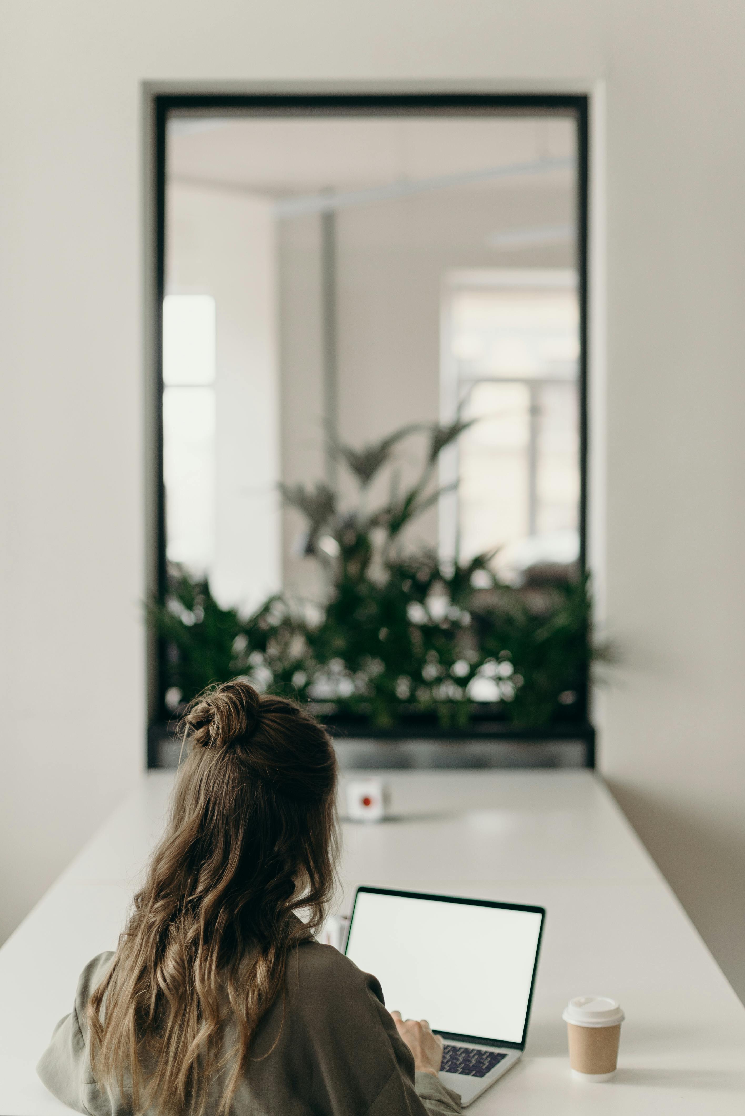 woman using laptop