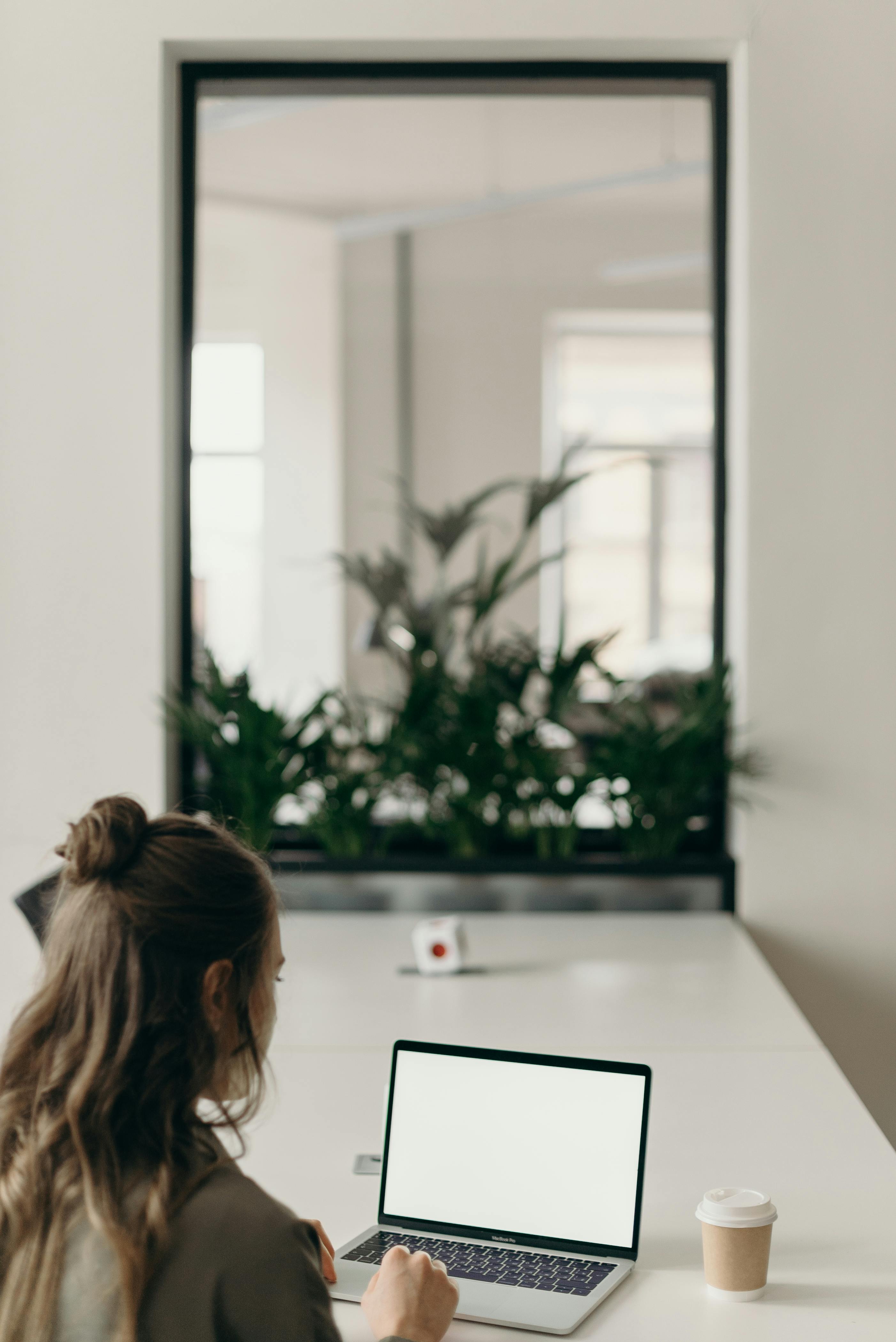 woman using laptop