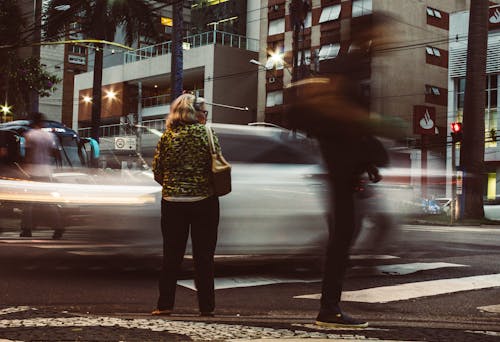 Time-lapse Photography Standing on Road