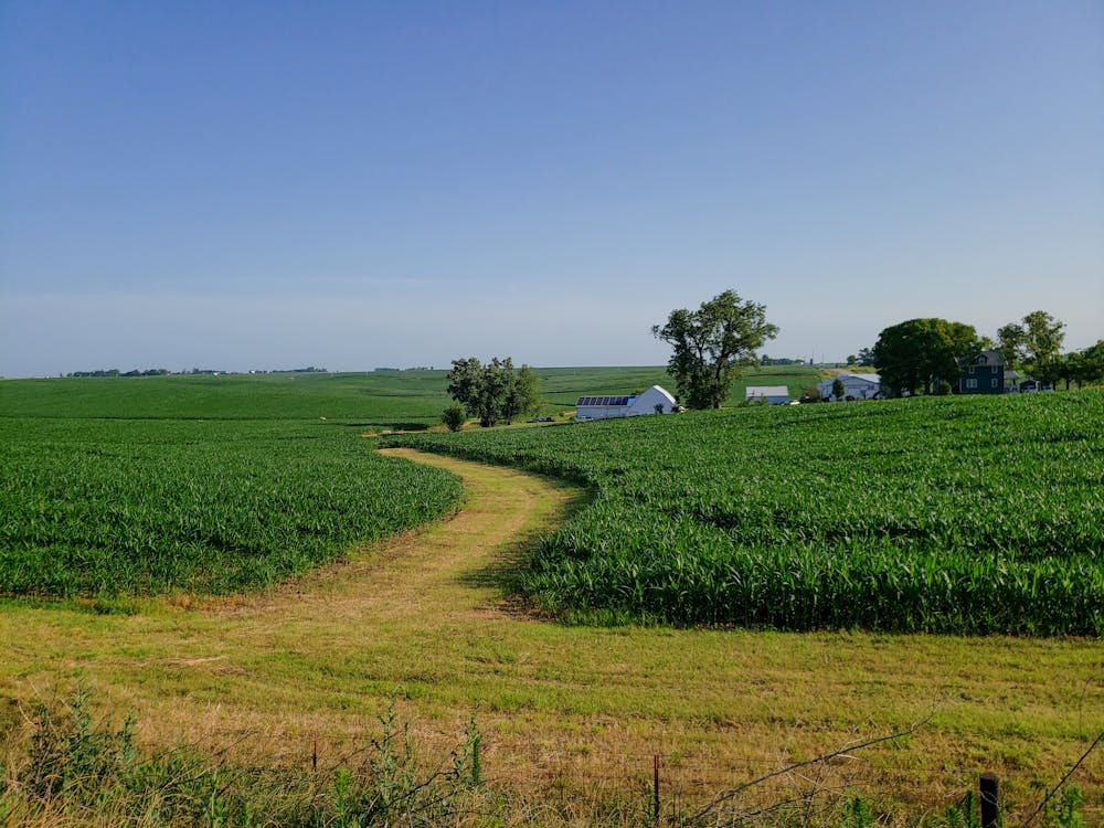 Gratis stockfoto met akkerland, blauwe lucht, boerderij