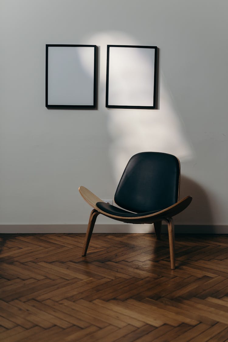 Black Padded Brown Wooden Chair