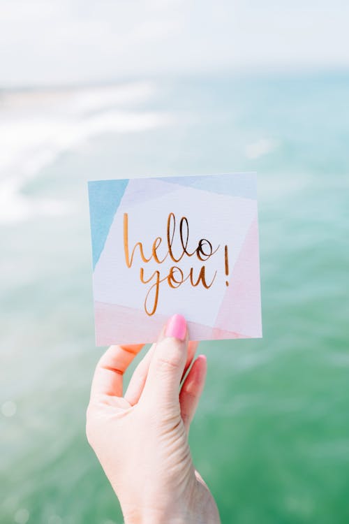Free White and Pink Hello You Card Stock Photo