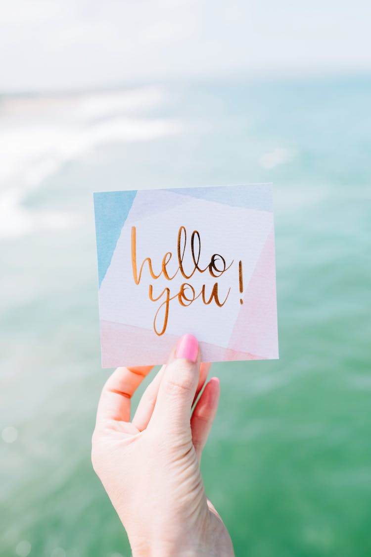 White And Pink Hello You Card