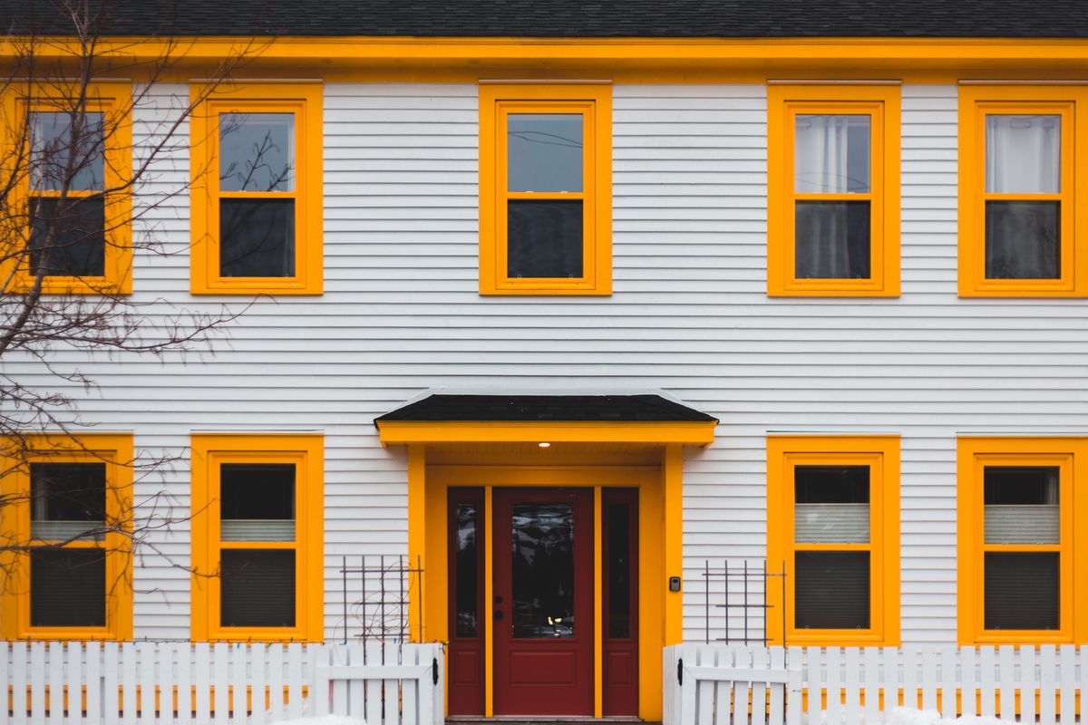 White painted exterior wood siding