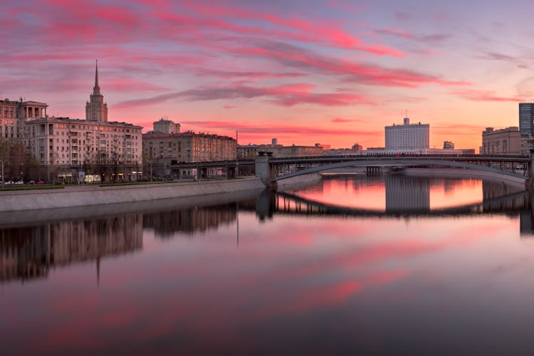 Landmark Buildings Along The Moscow River