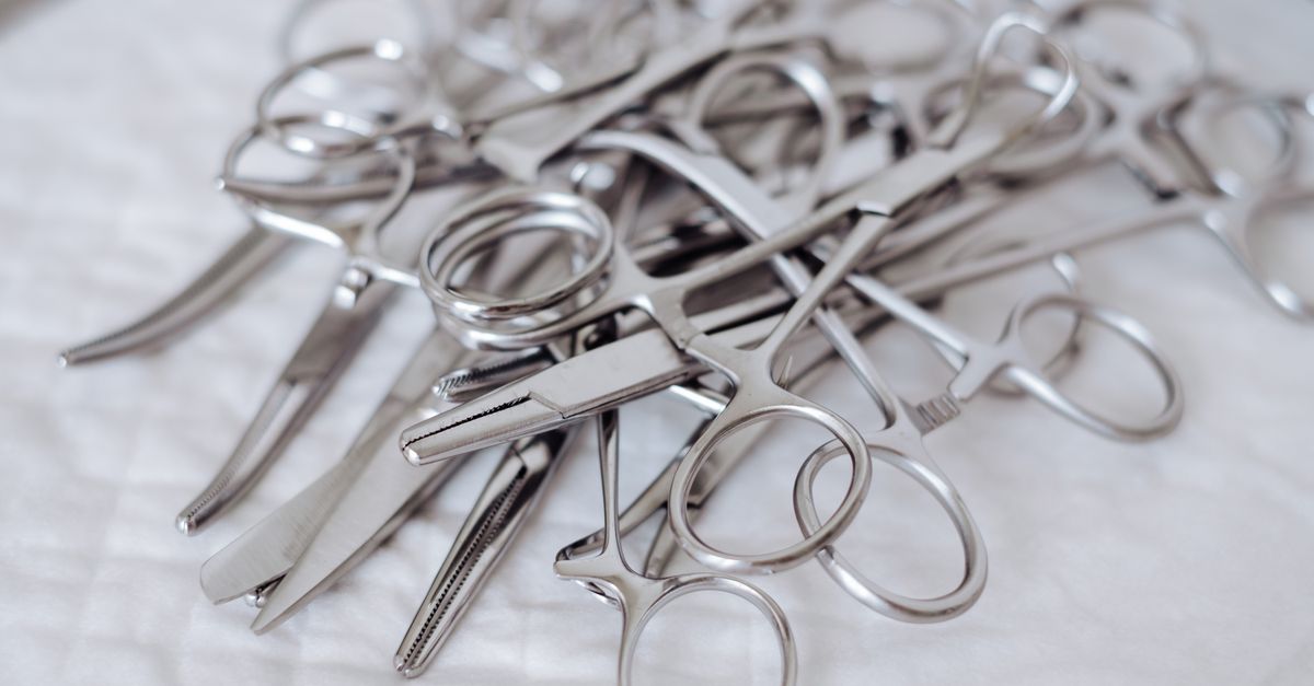 Premium surgical instruments arranged on a sterile surface