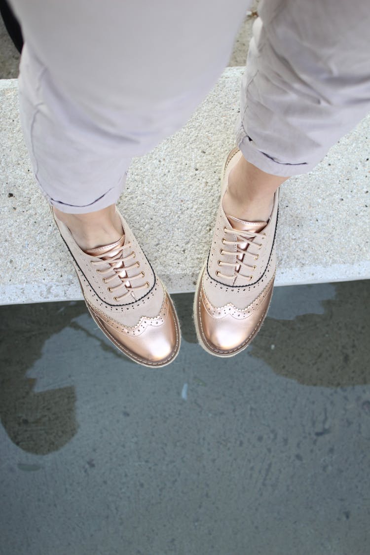 Photo Of A Metallic Gold Shoes