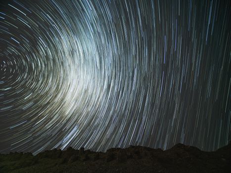 在中国山区拍摄的星光轨迹令人惊叹，展现了天体的运动