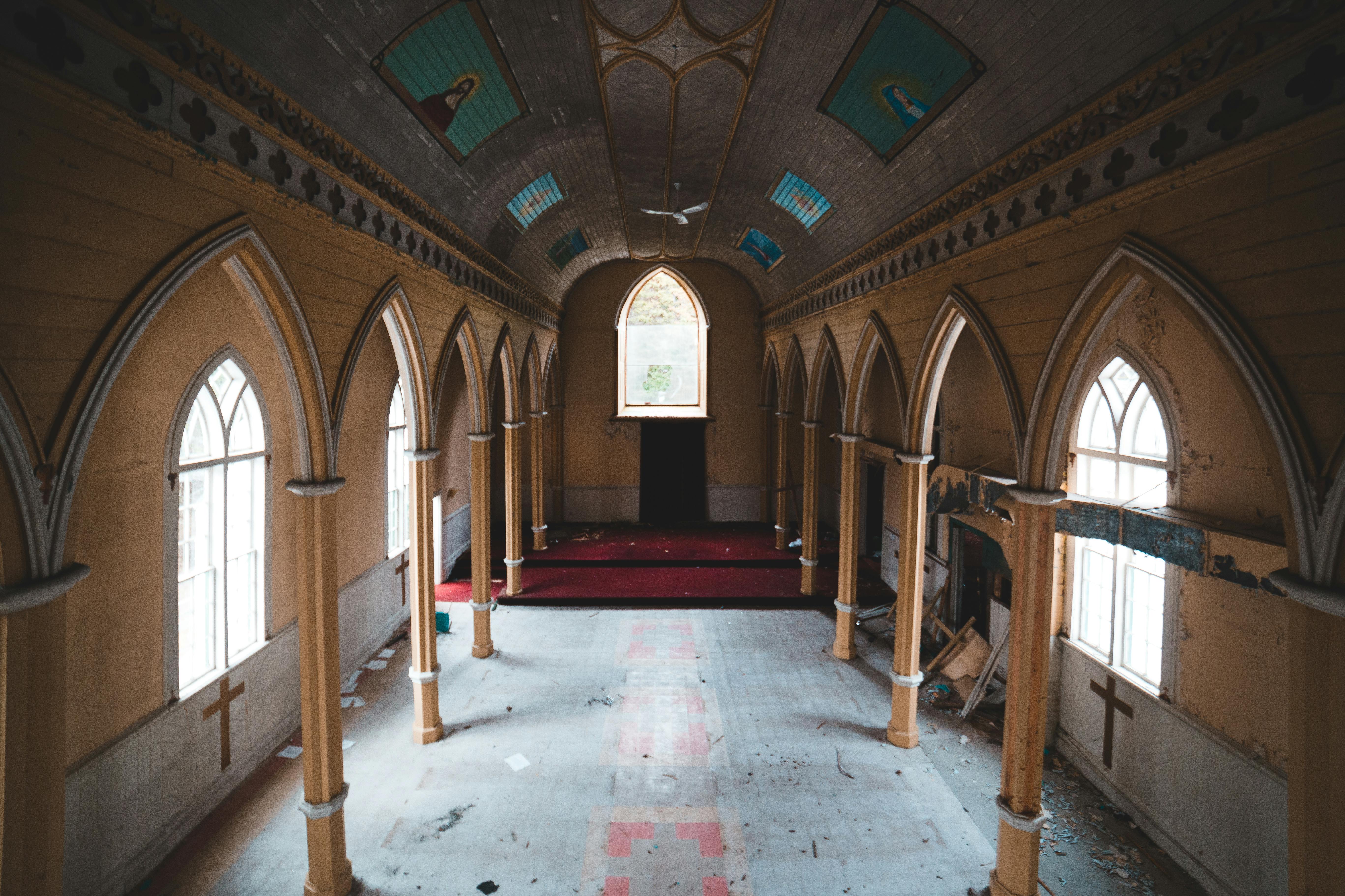 Interior of abandoned catholic church