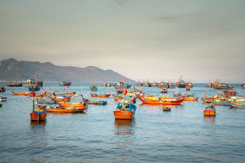 Free Colorful Boats on Sea Stock Photo