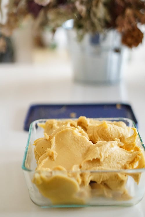 Ice Cream on Clear Glass Container