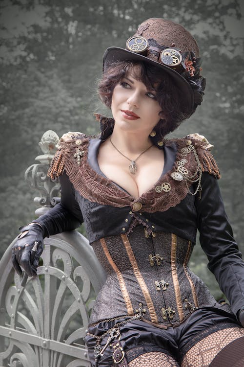 Woman Wearing a Steampunk Costume