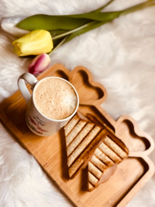 Free White Ceramic Mug on Brown Wooden Coaster Stock Photo