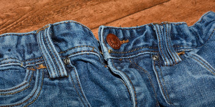 Brown Button on Blue Denim Bottom