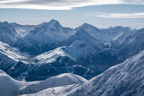 Scenic Panorama of a Snowy Mountain Range