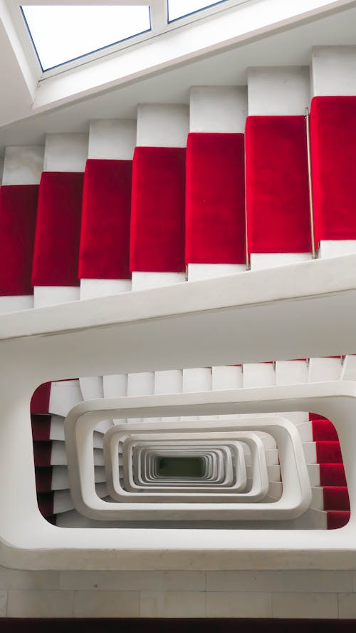 Free stock photo of cage d escalier, couleur rouge, escalier Stock Photo