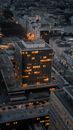 Aerial View of City Buildings during Night Time