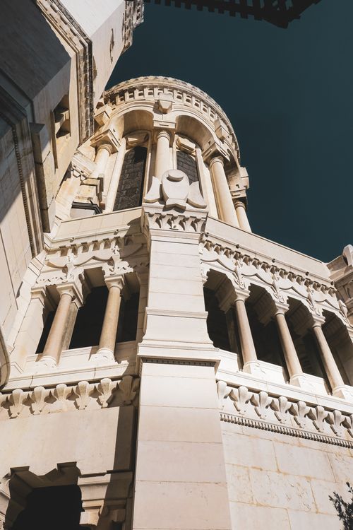 Free Detailed architectural shot of Notre-Dame de Fourvière in Lyon, France showcasing Renaissance elements. Stock Photo