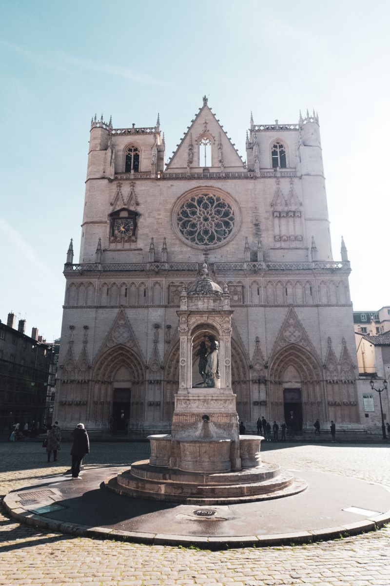 Facade of Saint-Jean-Baptiste Cathedral in Lyon