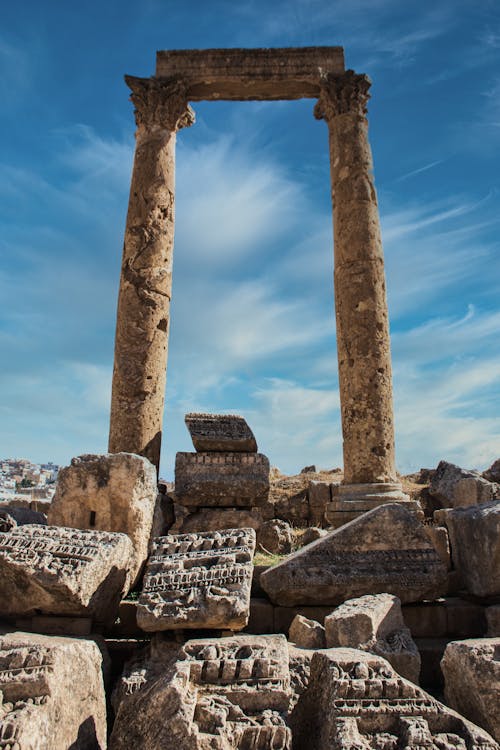 Free Ruins of Ancient Temple in Jordan Stock Photo