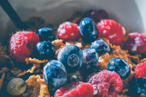 Free Blue and Red Berries with Cereals Stock Photo