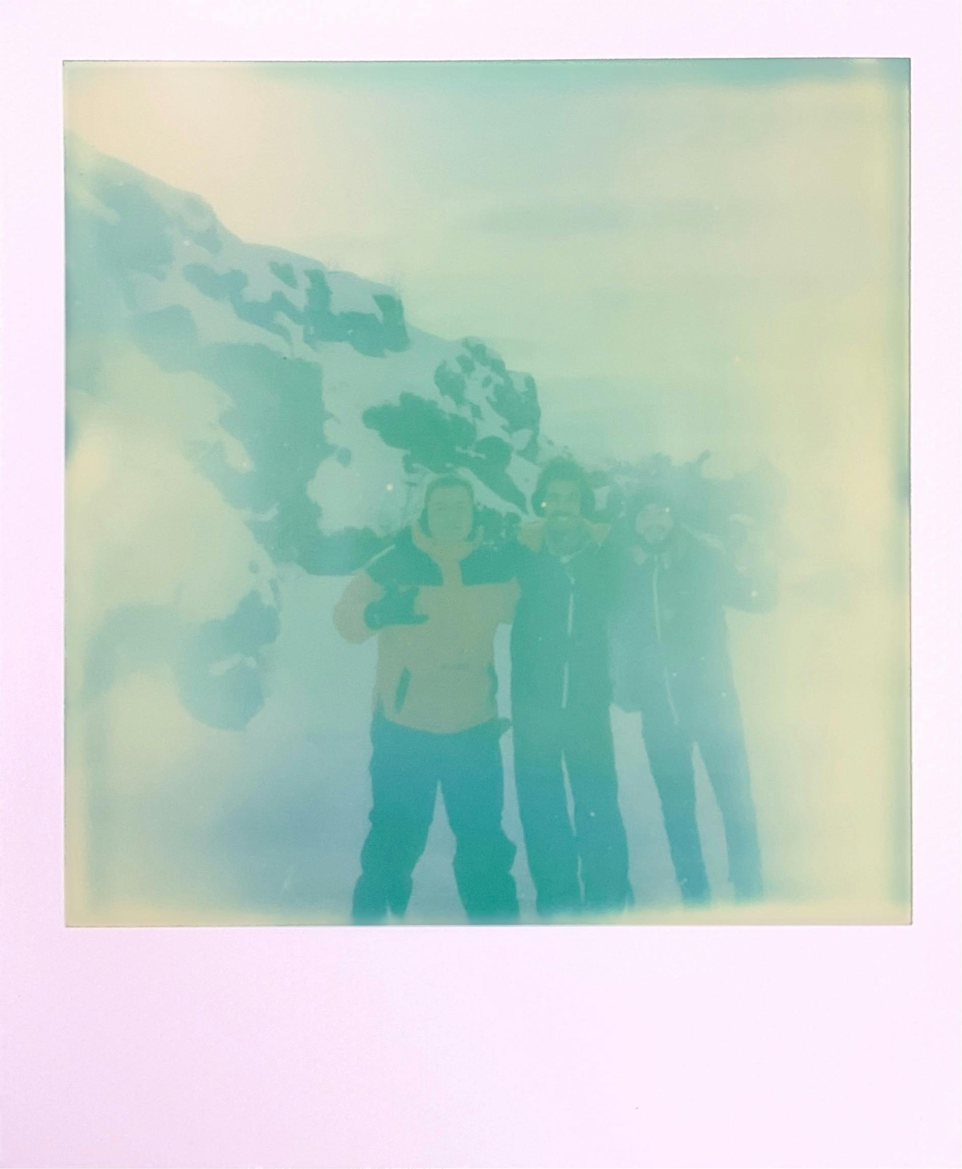Silhouette Of 3 Person Standing On Snow Covered Mountain Free